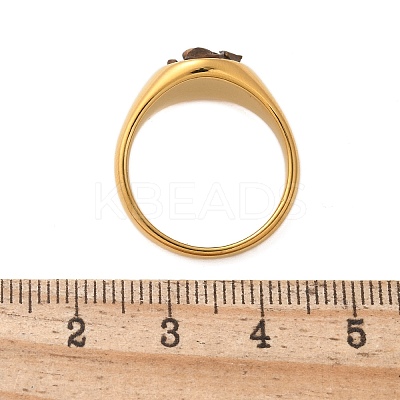 Round Natural Tiger Eye Chips Finger Rings RJEW-D303-03G-04-1