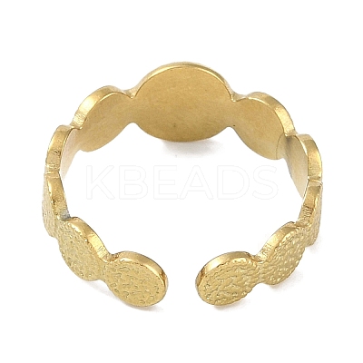 Ion Plating(IP) 304 Stainless Steel Enamel Textured Round Cuff Finger Rings RJEW-L107-066G-01-1