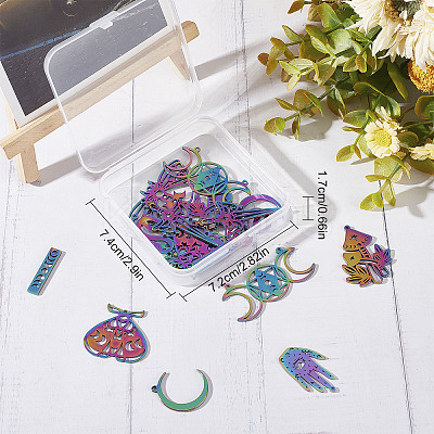 20Pcs 10 Style 304 & 201 Stainless Steel Pendants STAS-SC0004-72-1