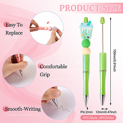 9Pcs 9 Colors UV Plated Plastic Ball-Point Pen AJEW-TA0001-83-1