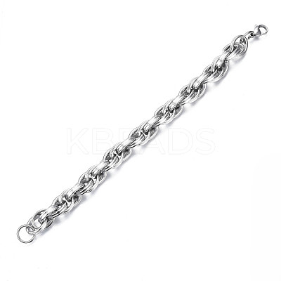 Non-Tarnish 201 Stainless Steel Rope Chain Bracelet for Men Women BJEW-S057-67-1