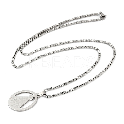 201 Stainless Steel Nossa Senhora Aparecida Virgin Mary Pendant Necklaces for Women NJEW-K283-01P-1