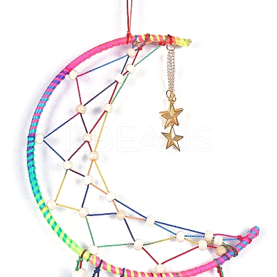 Rainbow Color Moon Feather Tassel Pendant Decorations PW-WG92679-01-1