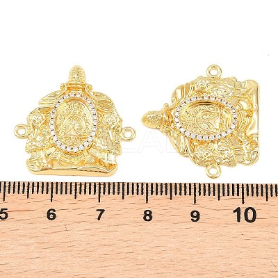Brass Micro Pave Clear Cubic Zirconia Religion Ganesha Connector Charms KK-F931-07G-1