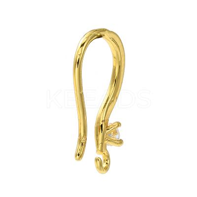 Rack Plating Brass Pave Cubic Zirconia Earring Hooks KK-O143-19G-1