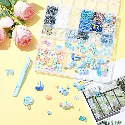 ABS Plastic Imitation Pearl & Polymer Clay & Acrylic & Resin Cabochons Findings Kits DIY-FS0009-76-1