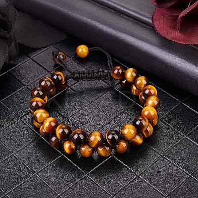 Natural Tiger Eye Braided Bead Bracelet BJEW-SW00001-11-1