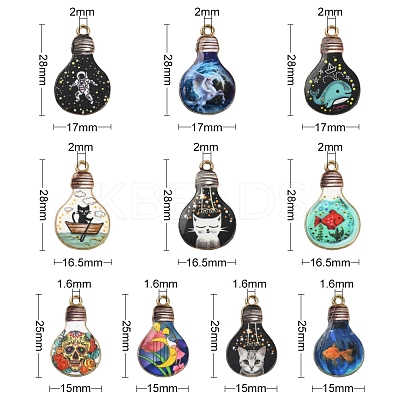 50Pcs 10 Styles Rack Plating Alloy Enamel Pendants ENAM-CJ0003-10-1
