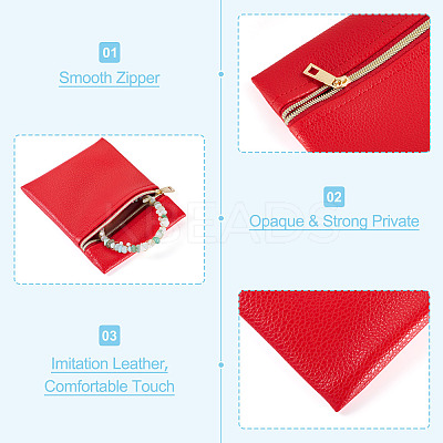 6Pcs 6 Colors Imitation Leather Jewelry Storage Zipper Bags ABAG-TA0001-72A-1
