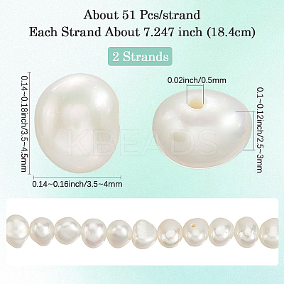 2 Strands Natural Cultured Freshwater Pearl Beads Strands PEAR-SC0001-34-1