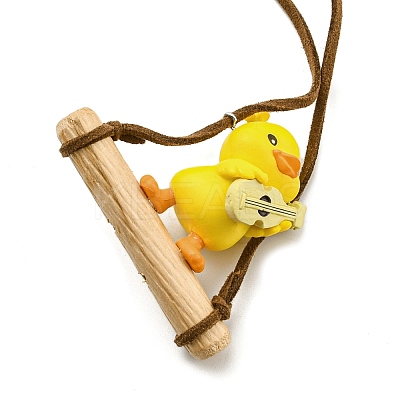 Cute Plastic Swinging Guitar Duck Pendant Decorations HJEW-A009-01C-1
