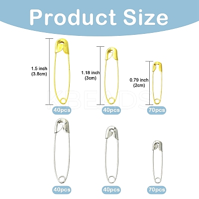 300Pcs 6 Styles Iron Safety Pins NEED-YW0001-08-1