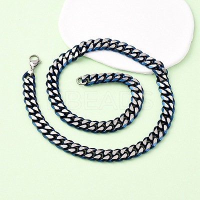 12MM 304 Stainless Steel Cuban Link Chain Necklaces NJEW-C099-04B-01-1