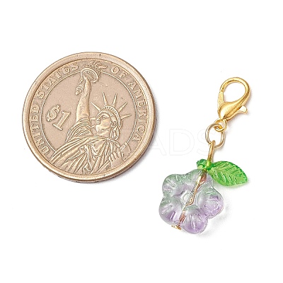 Flower Glass Pendant Decorations HJEW-JM03336-1
