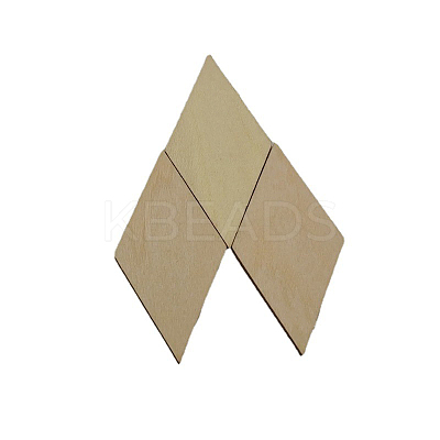 Unfinished Wood Rhombus Shape Discs Slices WOCR-PW0001-005B-1