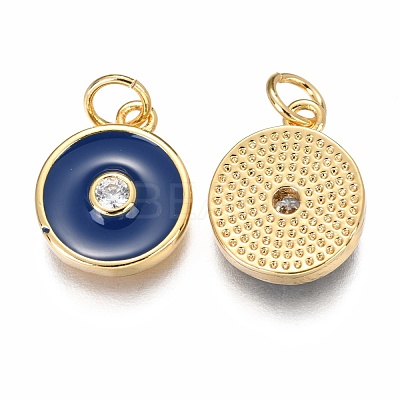 Brass Micro Pave Clear Cubic Zirconia Charms ZIRC-B002-32G-1