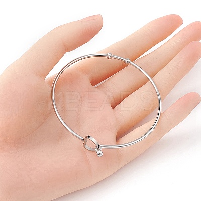 Stainless Steel Hollow Out Heart Bangle BJEW-YW0001-08P-1