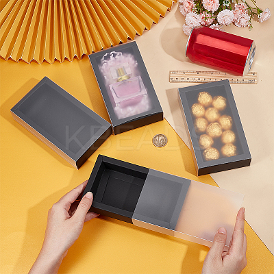 Cardboard Drawer Gift Storage Boxes with Clear Cover LS-CON-WH0092-72C-02-1