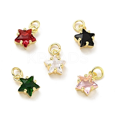 Eco-friendly Brass Micro Pave Cubic Zirconia Pendants KK-D080-44G-1