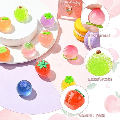 10Pcs 10 Styles Fruit Transparent Resin Cabochons RESI-CJ0004-83-1