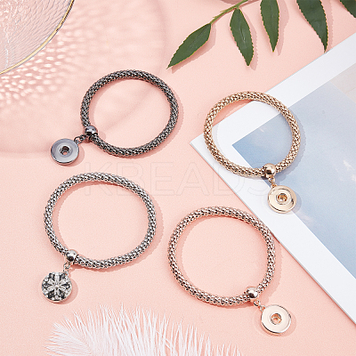 4Pcs 4 Colors Donut Charm Stretch Bracetet for Girl Women BJEW-CA0001-04-1
