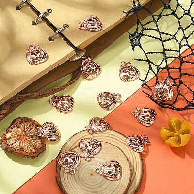 20Pcs Halloween Pumpkin Jack-O'-Lantern Alloy Pendants TIBEP-YW0001-43RG-1