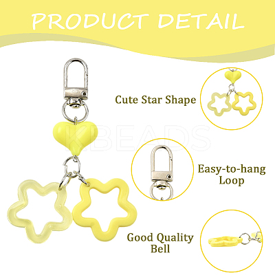 7Pcs 7 Colors Star & Heart Resin Pendant Decorations HJEW-SP0001-28-1