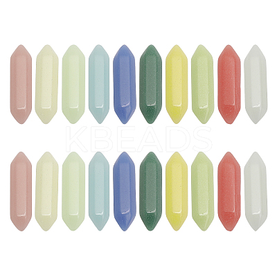 20Pcs 10 Colors  Synthetic Luminous Stone Double Terminated Points FIND-CA0007-91-1