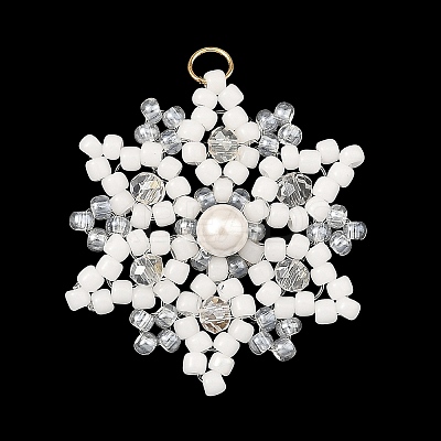 Shell Pearl & Glass Seed Beaded Pendants PALLOY-MZ01433-1