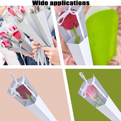 Cone Iridescent Paper Single Rose Packaging Gift Boxes LS-CON-WH0085-50A-1