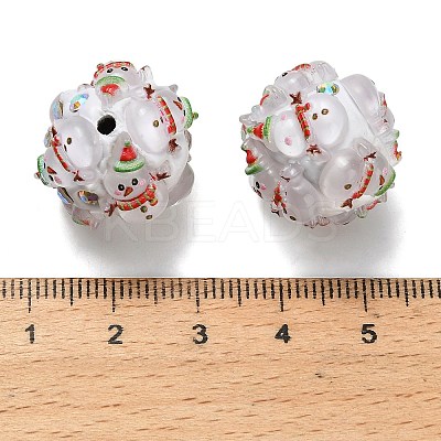 Christmas Theme Polymer Clay Rhinestone Beads with Resin RESI-Z045-01D-1
