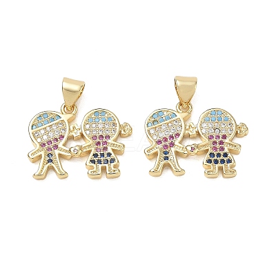 Brass Micro Pave Colorful Cubic Zirconia Pendants CU-CBA9AFC-01G-19-1