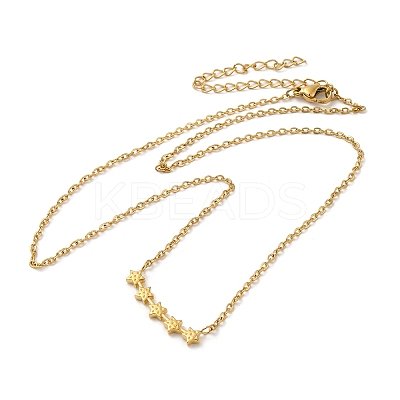 304 Stainless Steel Textured Star Pendant Necklaces for Women NJEW-H016-03G-1