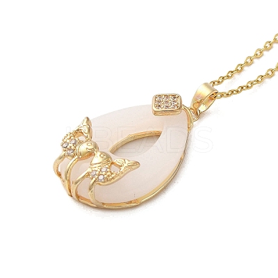 Brass Micro Pave Cubic Zirconia Pendant Necklaces NJEW-E106-09KCG-04-1
