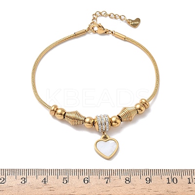 European Style Polymer Clay Rhinestones & 201 Stainless Steel & Natural Shell Charm Bracelets BJEW-G765-03G-02-1