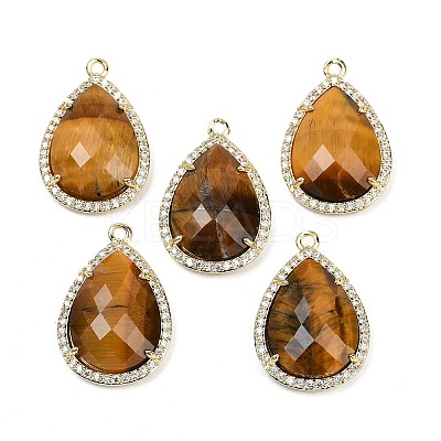 Natural Tiger Eye Faceted Pendants G-I382-05G-09-1