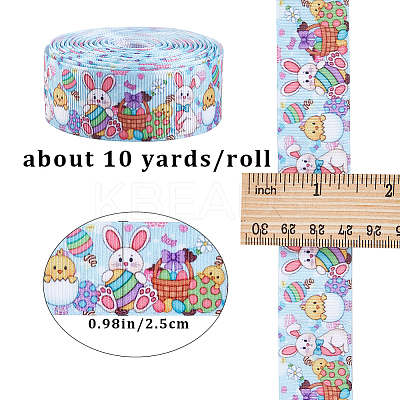 Easter Printed Polyester Grosgrain Ribbon OCOR-WH0077-79A-1