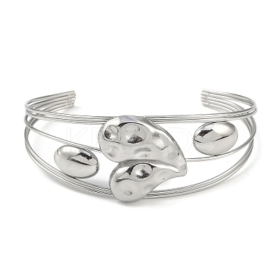 Non-Tarnish 304 Stainless Steel Hollow Open Cuff Bangles BJEW-Q348-03P-11-1