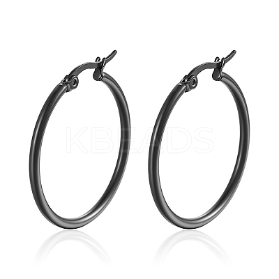 304 Stainless Steel Hoop Earrings PW-WG89744-16-1