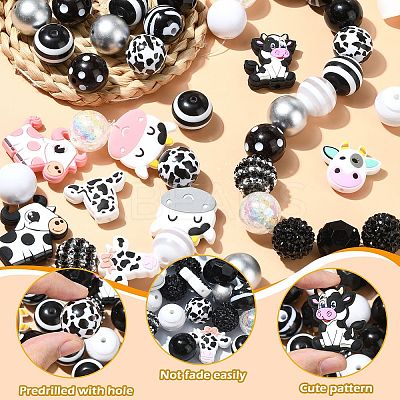 Cow Themed Silicone and  Acrylic and Resin Beads Sets DIY-CJ0002-44-1