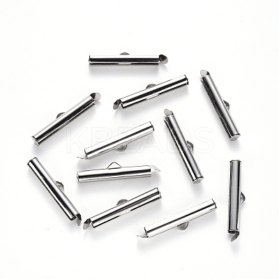 Non-Tarnish 304 Stainless Steel Slide On End Clasp Tubes LS-X-STAS-S115-01H-P-1