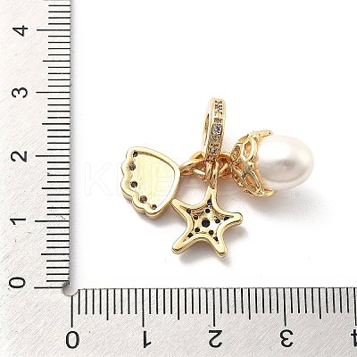 Rack Plating Brass Cubic Zirconia European Dangle Charms KK-Q017-29G-1