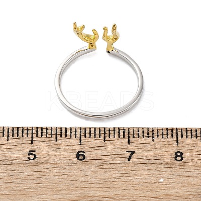 Antler Shape 925 Sterling Silver Micro Pave Cubic Zirconia Cuff Rings for Women RJEW-U046-01P-1