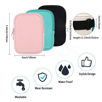 3Pcs 3 Colors Polyester Water Bottle Pouch AJEW-CA0003-96-1