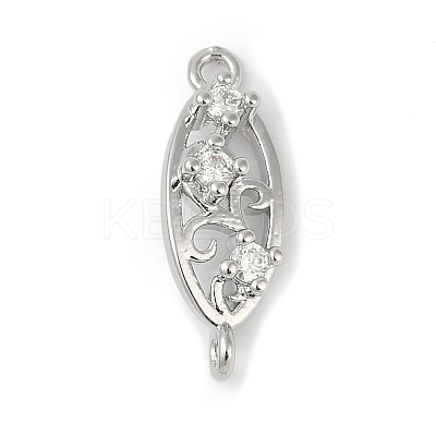 Brass Clear Cubic Zirconia Connector Charms KK-Z094-06P-01-1