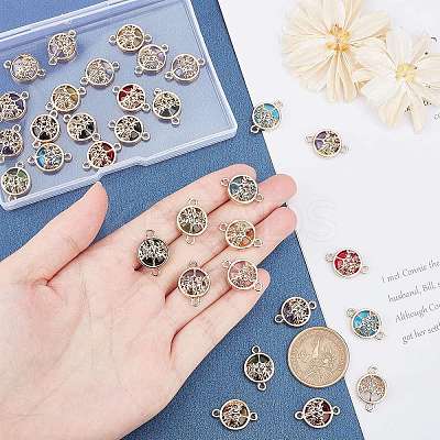 28pcs 7 colors Glass Connector Charms GLAA-PH0002-56P-1
