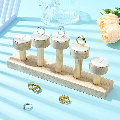 High and Low 5-Slot Wood Ring Display Riser Racks ST-CJ0034-04-1