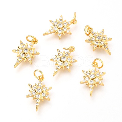 Brass Micro Pave Clear Cubic Zirconia Charms ZIRC-O036-06G-1