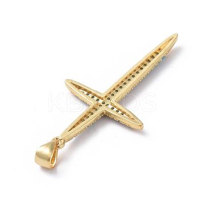 Brass Micro Pave Cubic Zirconia Pendants ZIRC-G159-02G-04-1