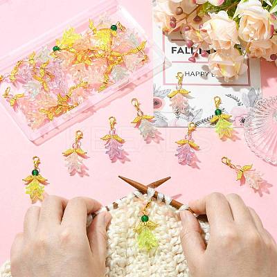 30Pcs 6 Styles Angel Acrylic & Glass Pendant Decorations HJEW-FS00074-1